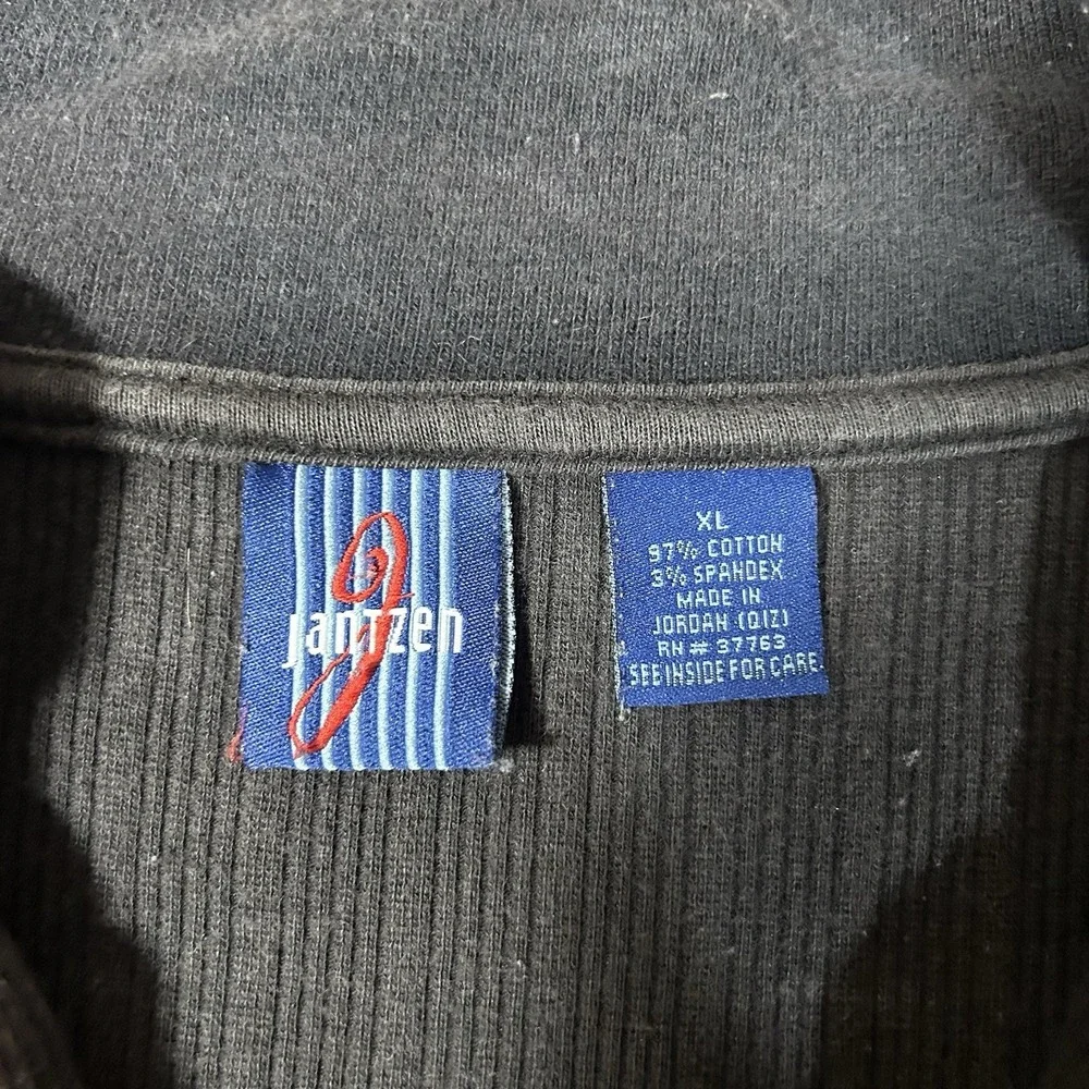 Vintage Jantzen Sweater‎ Mens XL Black 1/4 Zip